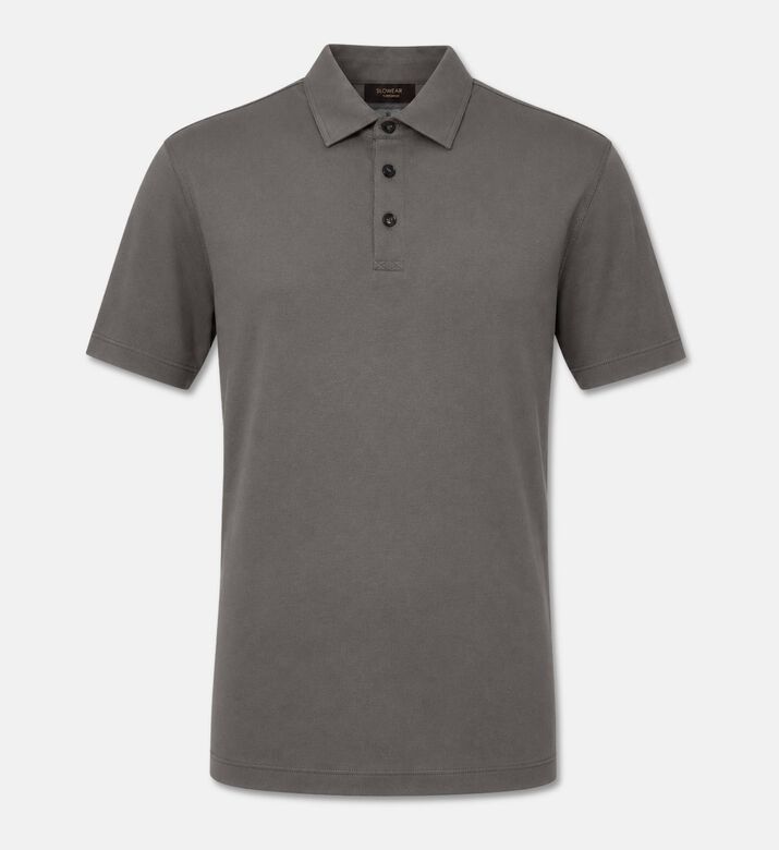 Slowear Silk-cotton Short-sleeve Polo Shirt, Grey, 50, Packshot View