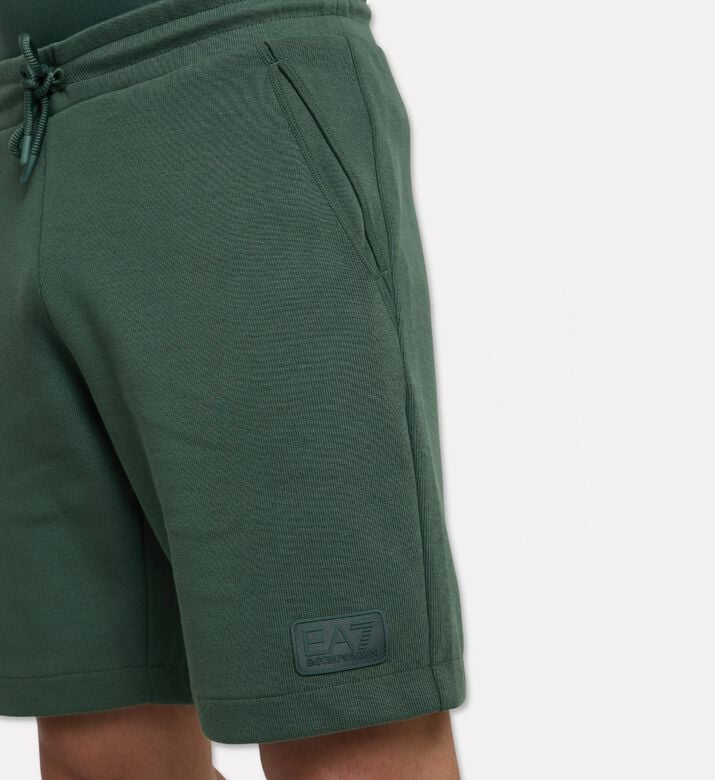 EA7 Cotton-blend Relaxed-fit Shorts, Green, L, Model View