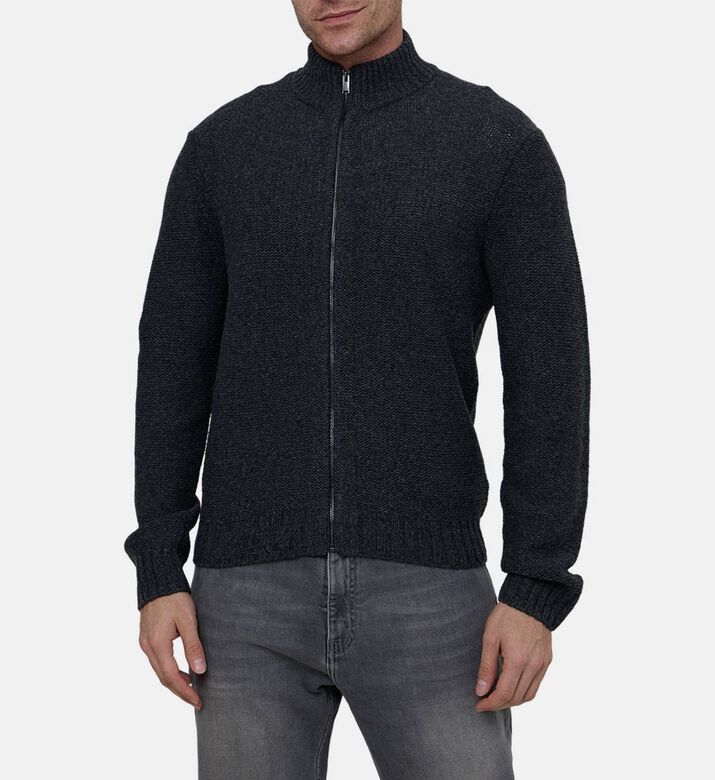 Skull Detail High-neck Cardigan