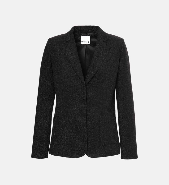 Glitter-embellished Notch Lapel Blazer