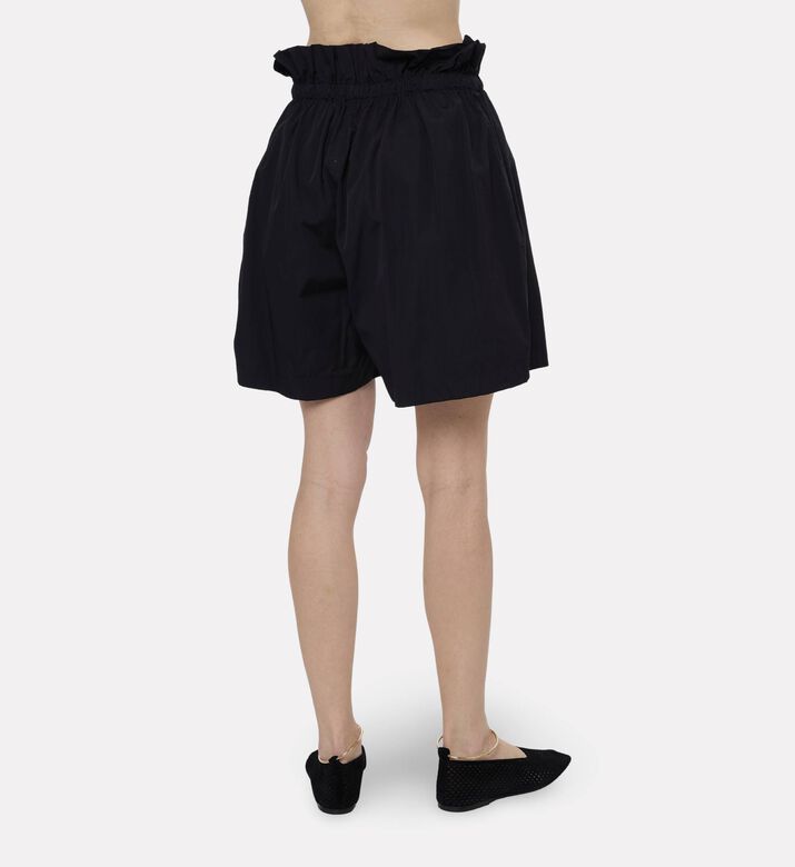 Jil Sander Cotton Ruffled Waist Shorts, Model View