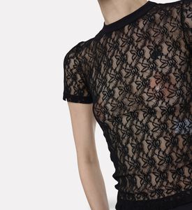 Patou Lace See-through T-shirt, Black, L, Model View