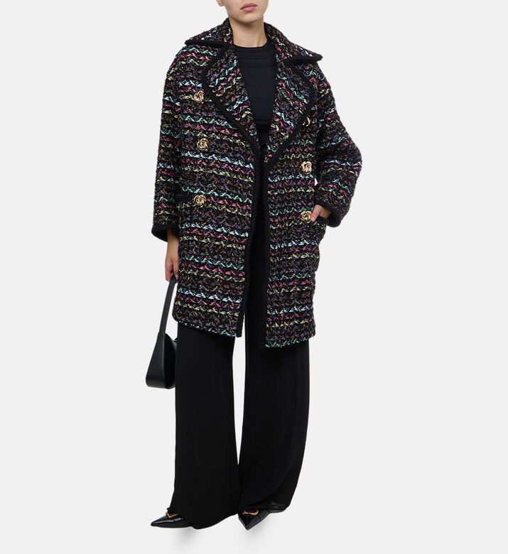 Edward Achour Paris Tweed Double-breasted Coat, Model View Edward Achour Paris Tweed Double-breasted Coat, Model View