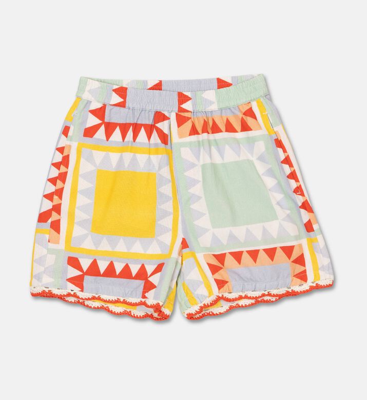 Stella McCartney Geometric Patchwork Crochet Woven Shorts, Packshot View