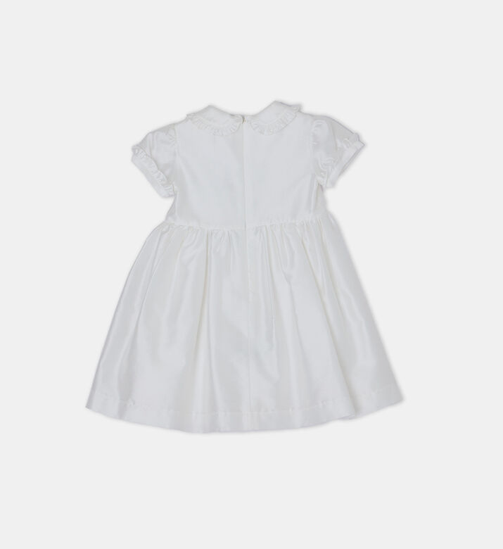 Satin Rhinestones Collared Flared Dress