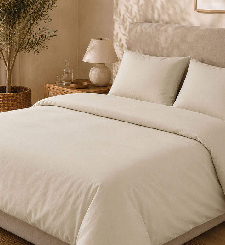 Home Deco and More Lima Cotton Sateen Fitted Sheet, Beige, 100x200x30-cm, Packshot View