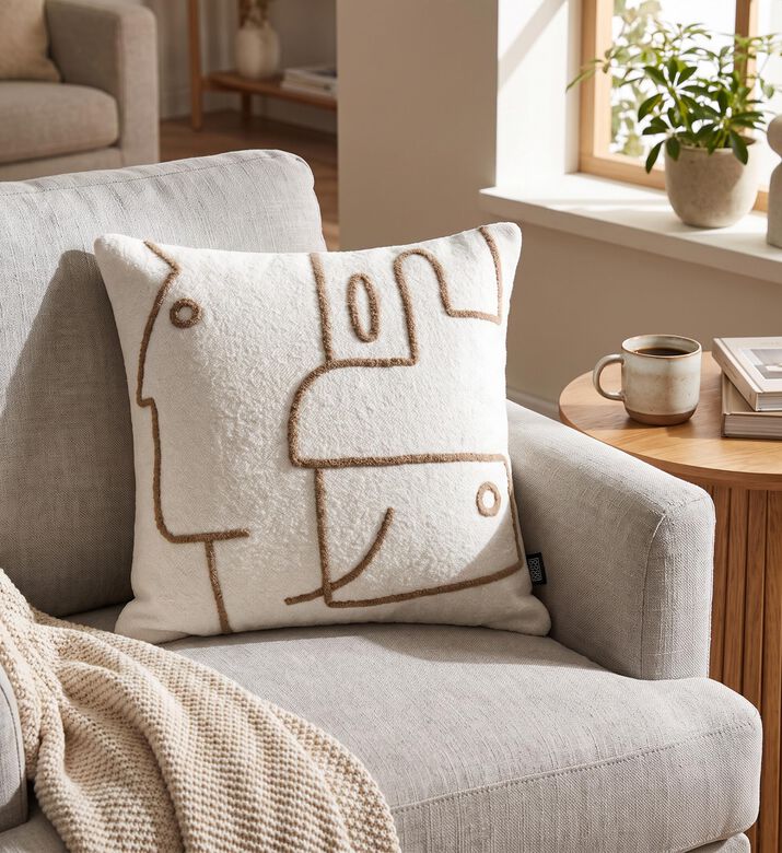 Home Deco and More Visage Cotton Square Filled And Vaccumed Cushion, Packshot View