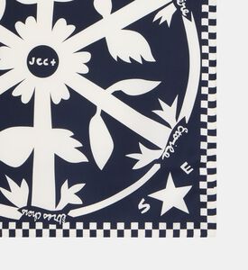 Galeries Lafayette Bold Graphic Check Silk Scarf, Blue, Fs, Packshot View