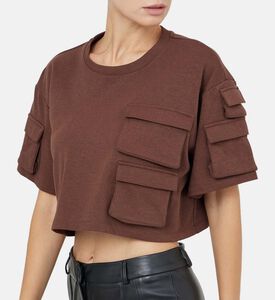 تي شيرت مبطن بجيب على الكتف