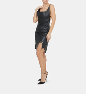 Leather Frayed Edges Mini Dress Leather Frayed Edges Mini Dress