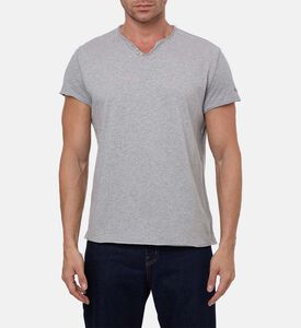 Zadig et Voltaire Monastir Henley-neck Cotton T-shirt, Grey, S, Model View