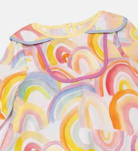 فستان قصير بطباعة مغسولة