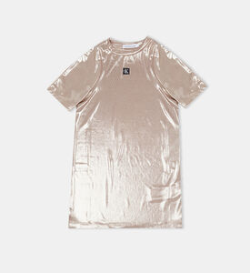 فستان قصير بطبعة لوغو ميتاليك