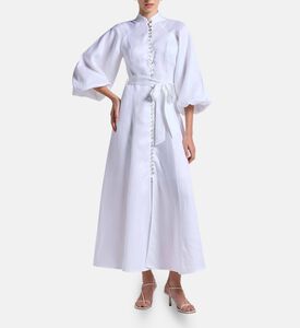 Carter and White Classic Button Down Flared Dress, White, S, Model View