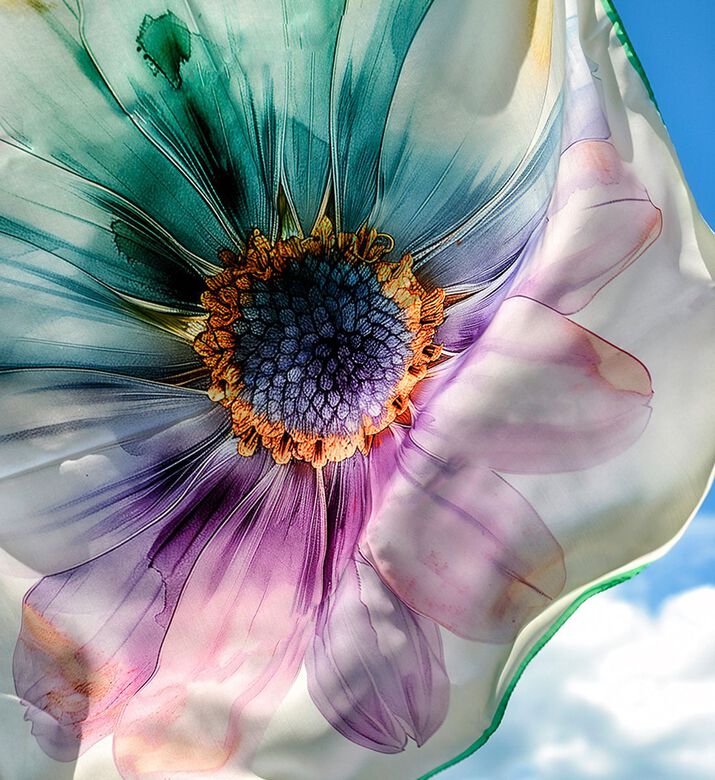 Silk Twill Double Daisy Scarf