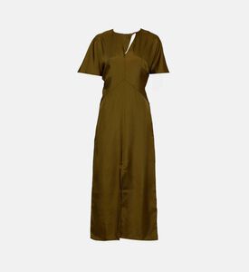 Ella Draped Bronze Twill Dress