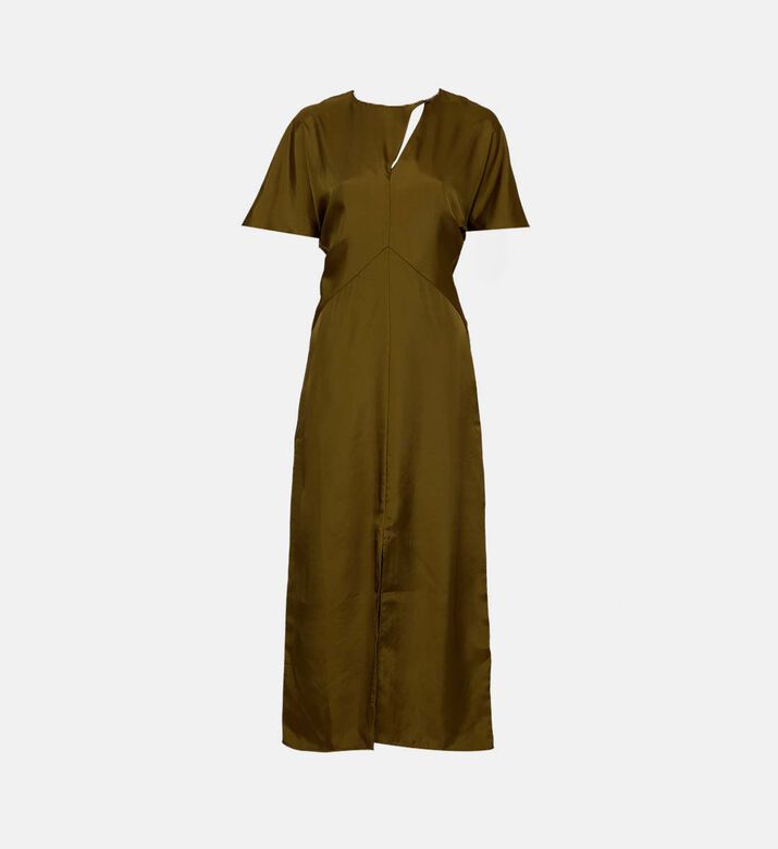 Ella Draped Bronze Twill Dress