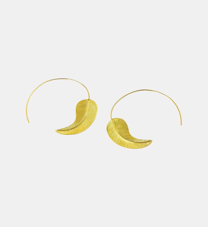 Ottoman Hands Feather Pull Through Hoop Earrings, Packshot View