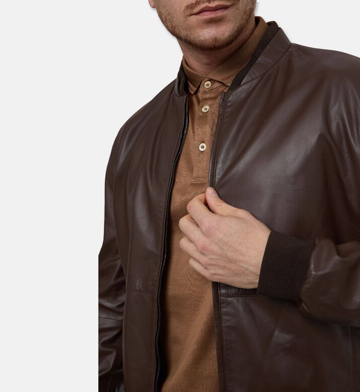 Corneliani Lambskin Leather Jacket, Model View