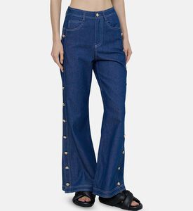 Button-detail Flared Denim Pants