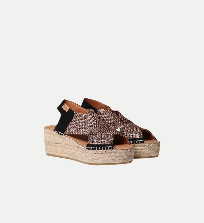 Masai Cotton Blend Raffia Striped Mid-wedge Espadrille