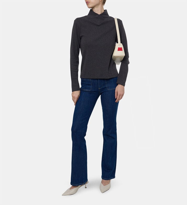 Ba and Sh High Folded Turtleneck Ribbed Sweater, Model View