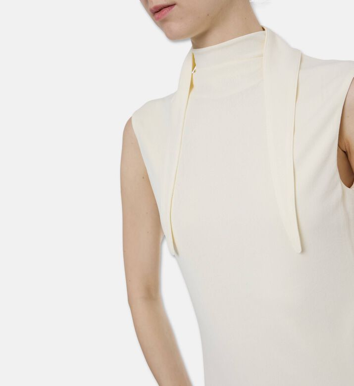 Jil Sander Viscose Crepe High-neck Dress, Model View