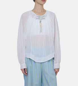 قميص مطرز بأكمام منفوخة