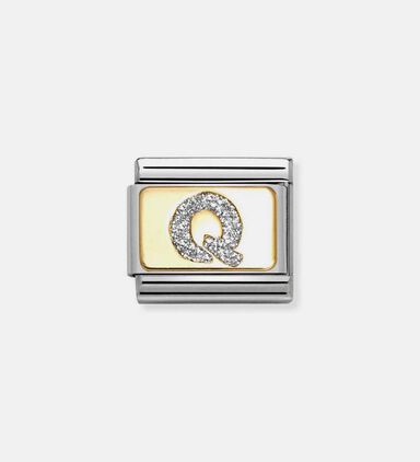 Composable Classic Link Silver Glitter Letter Q Charm
