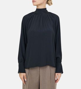 قميص فضفاض بياقة عالية