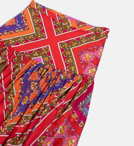 تنورة متوسطة الطول بنقشة مرقعة