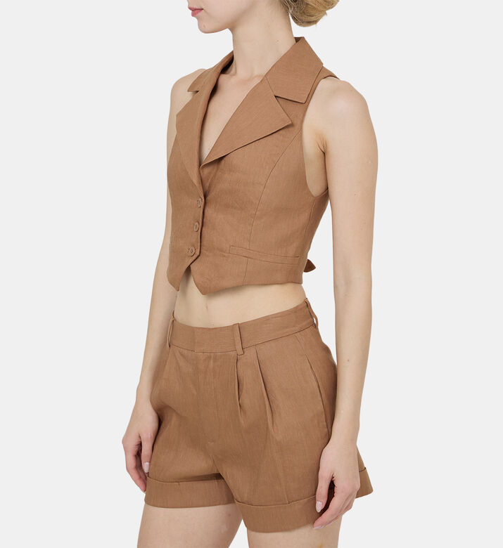Donna Checkered Cropped Vest