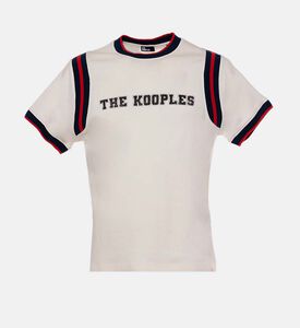 تيشيرت مخطط بشعار متباين بقصة ضيقة