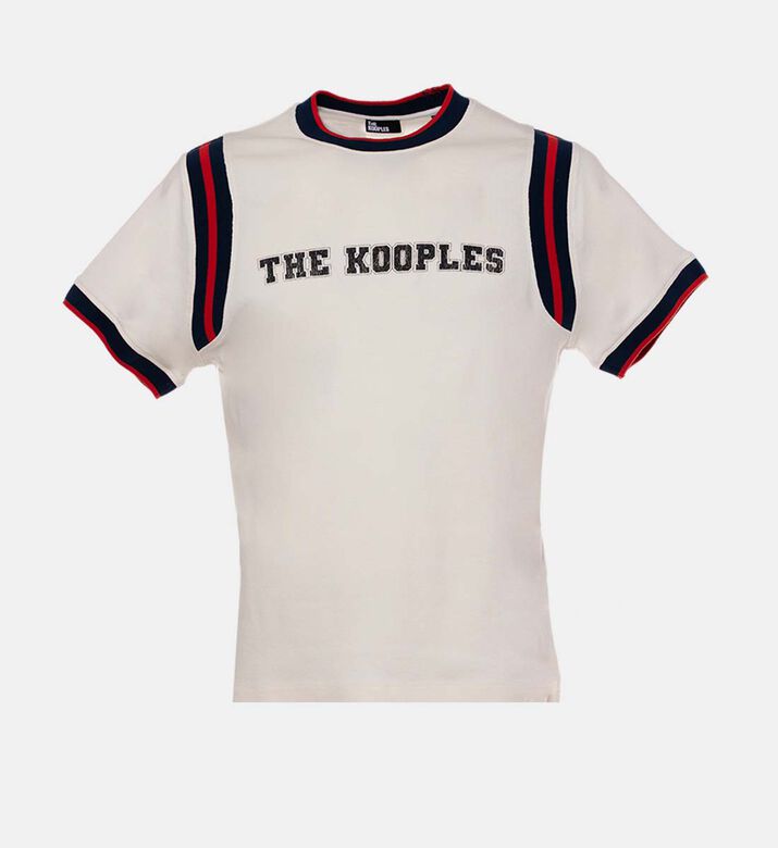 تيشيرت مخطط بشعار متباين بقصة ضيقة