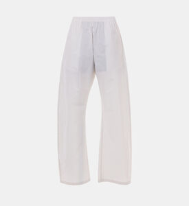 بنطال بخصر عالٍ واسع الساقين بمزيج كتان