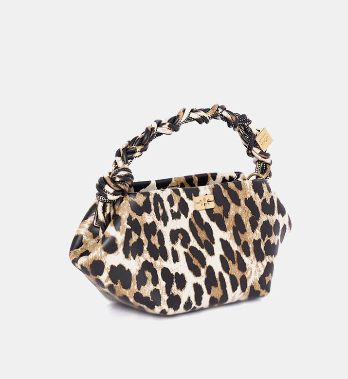 Leopard-print Braided Handle Bag