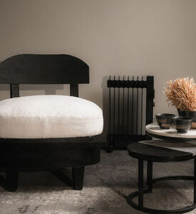 Home Deco and More Ava Acacia Arm Chair Round Back, Black, 75x75x84-cm, Packshot View