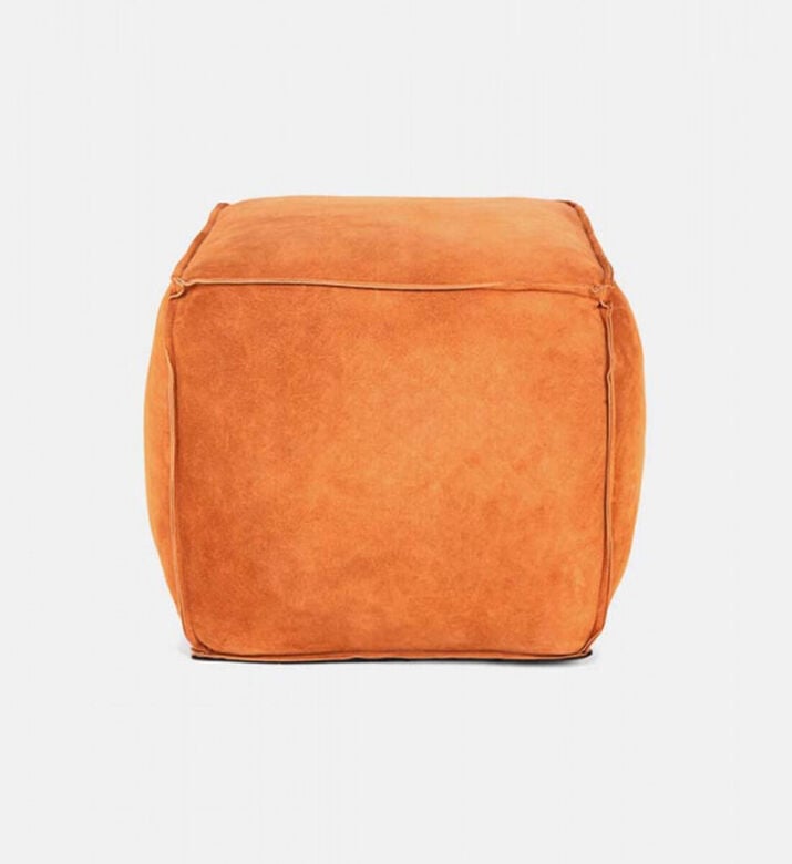 Home Deco and More Cuby Suede Leather Square Pouf, Terracotta, Packshot View Home Deco and More Cuby Suede Leather Square Pouf, Terracotta, Packshot View