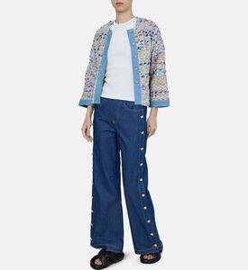 Button-detail Flared Denim Pants