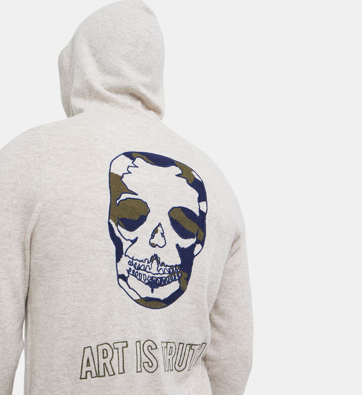 Skull Wool-blend Knitted Hoodie