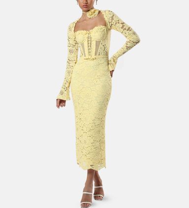 Lace Choker Corset Midi Dress