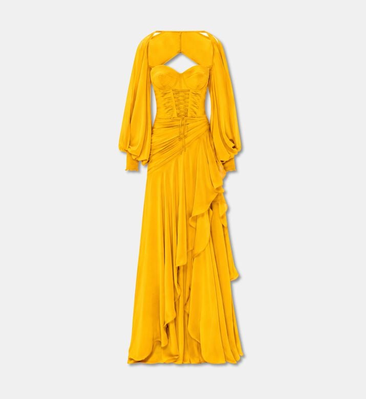 Zeena Zaki Long Dress, Yellow, Xl, Packshot View