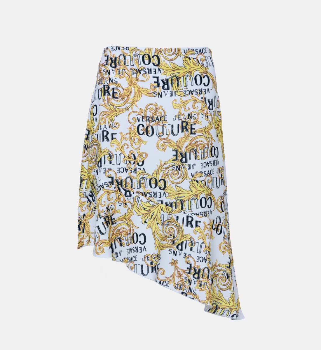 Versace Jeans Couture Satin Asymmetric Printed Skirt Skirts