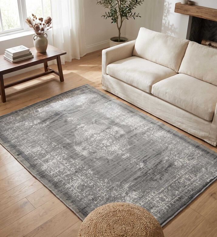 Light and Living Obar Textile House Rug, Grey, Packshot View