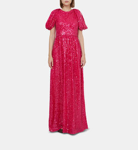Drape Shoulder-detail Sequin Gown