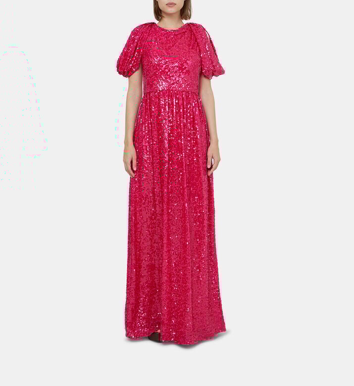 Drape Shoulder-detail Sequin Gown Drape Shoulder-detail Sequin Gown