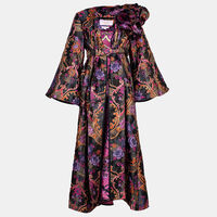 Floral-jacquard Belted Cape