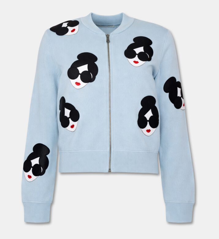 Alice and Olivia Embroidered Zip-up Cardigan, Packshot View