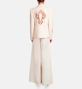 Michael Cinco Floral-embroidery Regular-fit Suit Set, White, M, Model View