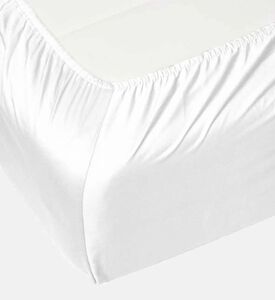 Home Deco and More Cotton Satin Bed Fitted Sheet, White, 160x200-cm, Packshot View